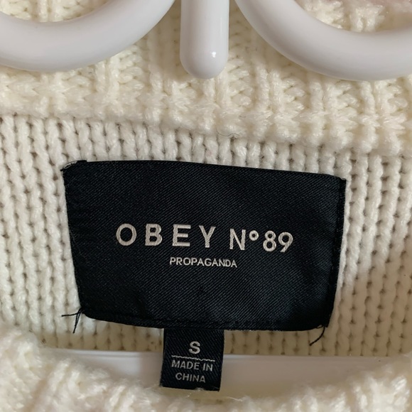 OBEY white pullover knit sweater - Picture 2 of 3